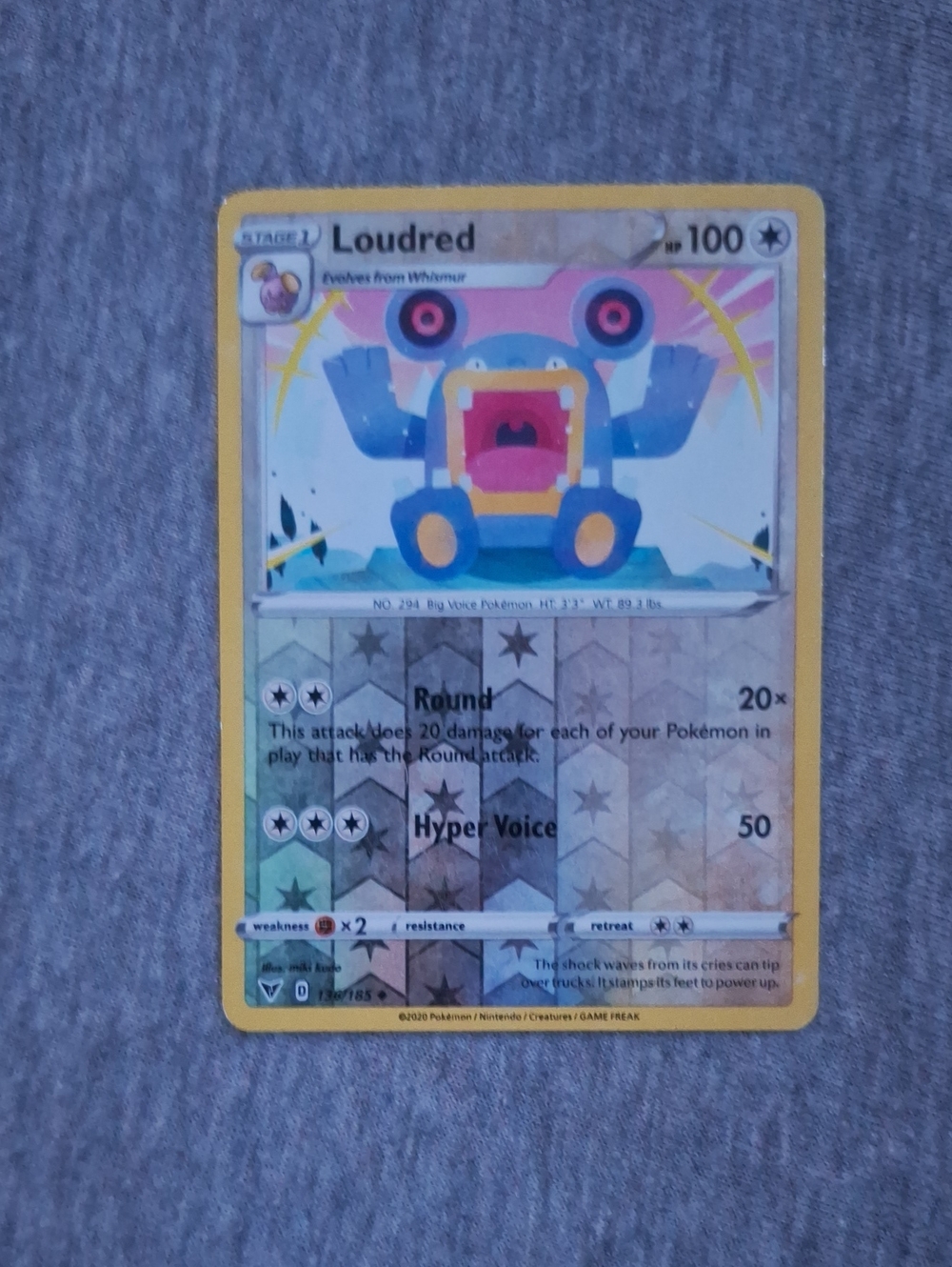 Loudred Pokémon Holographic Trading Card - Yellow Border